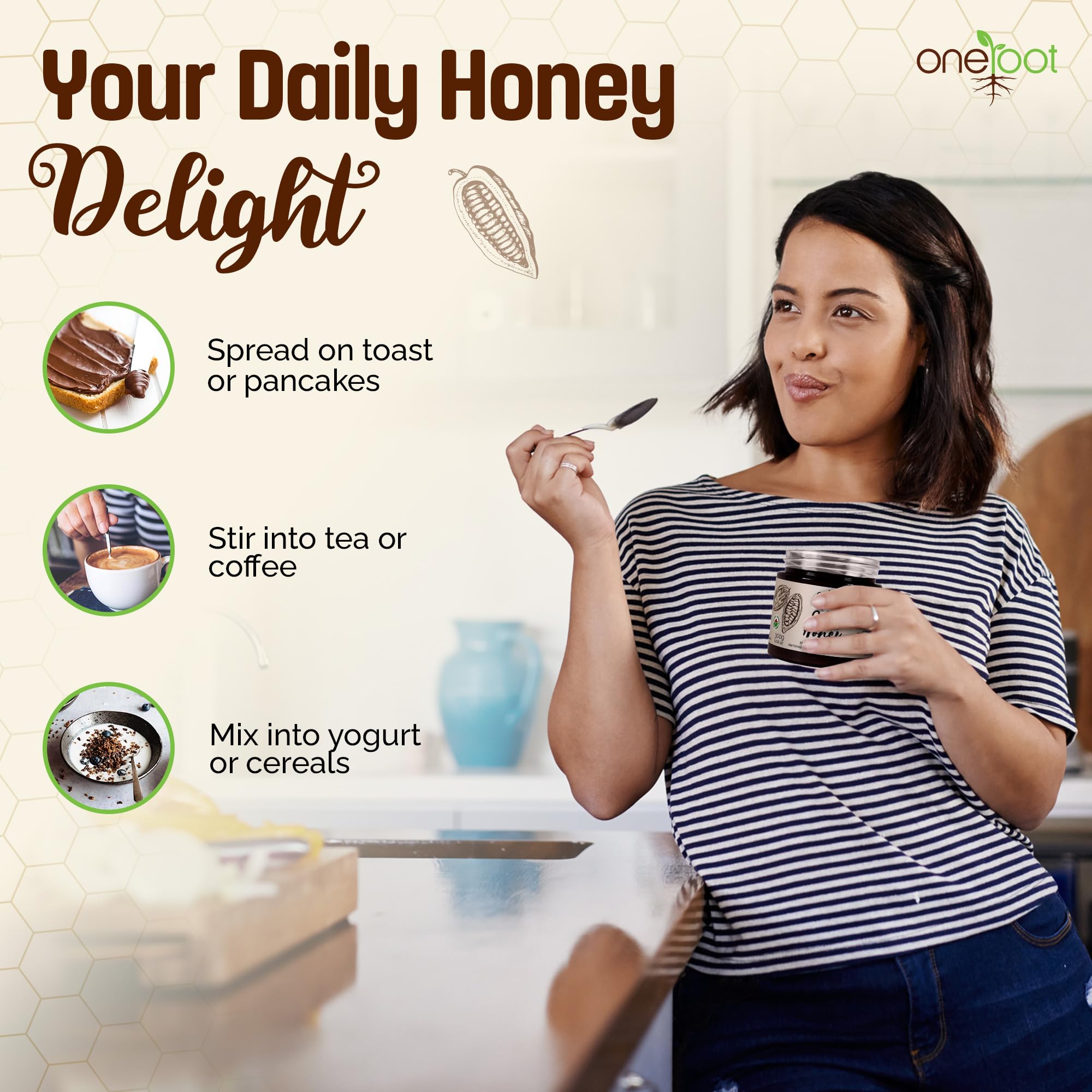 Amazon.com : OneRoot Organic Cacao Infused Honey – 300g / 10.6oz